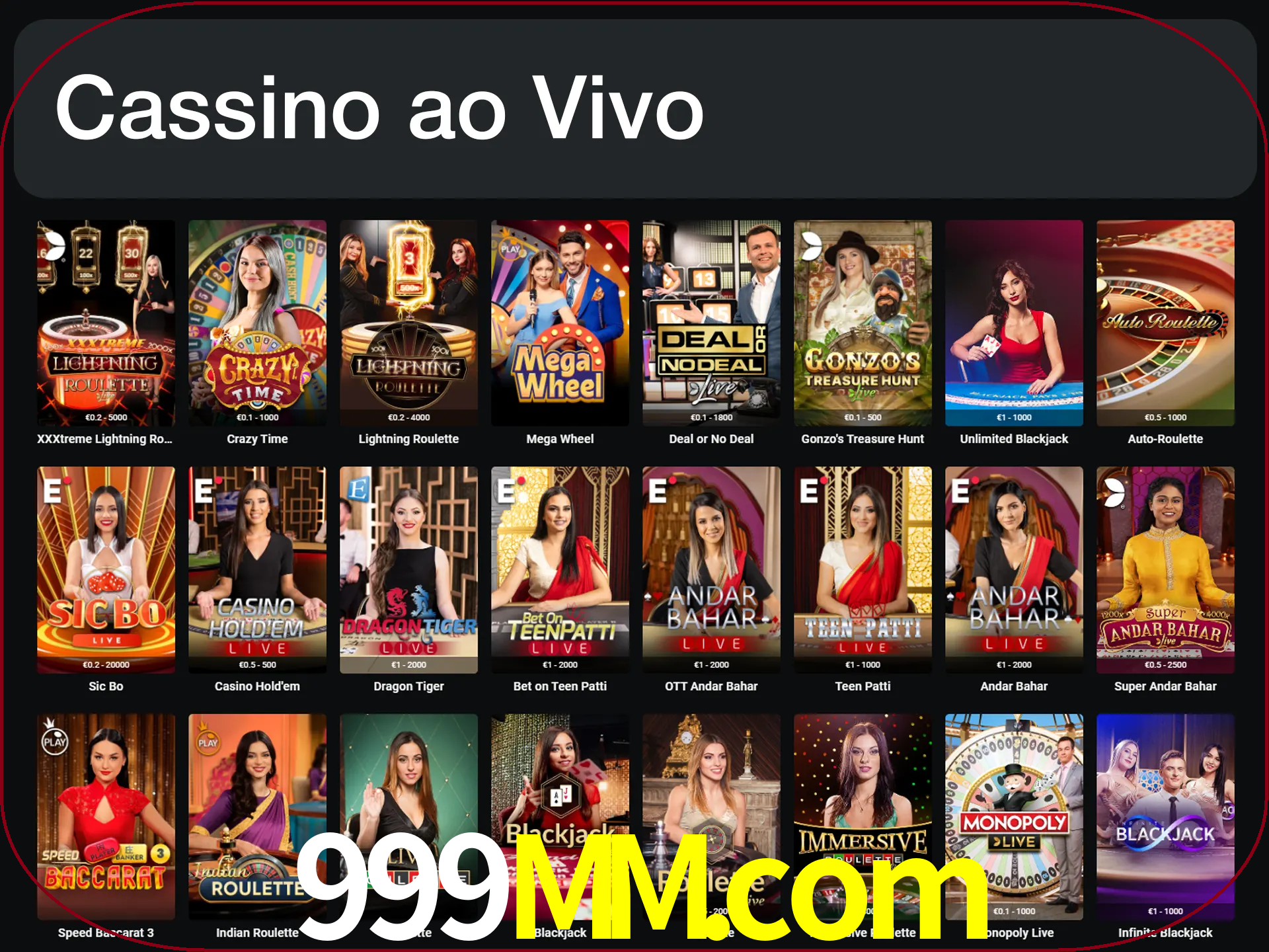 Jogue jogos de cassino com um verdadeiro dealer.