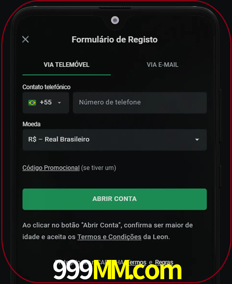 Abra o aplicativo e inicie o processo de registro.